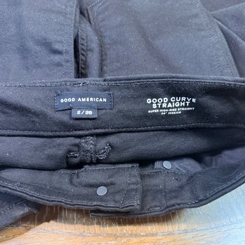 Good American Good Curve Straight Jeans Super High‎ Rise Black Size 2/26